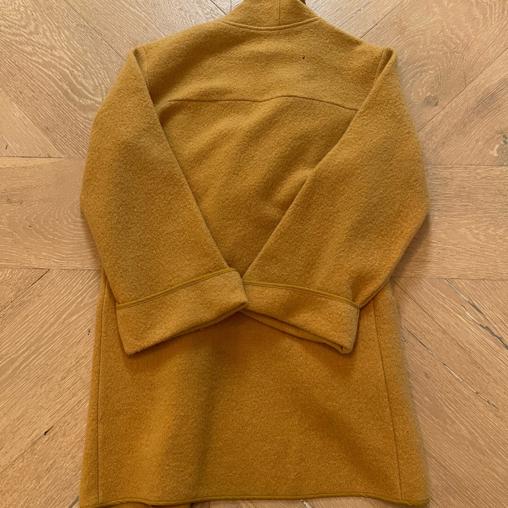 Aritzia Wilfred Wool Open Front Wide Sleeve Collared Coat In Gold - Picture 8 of 11